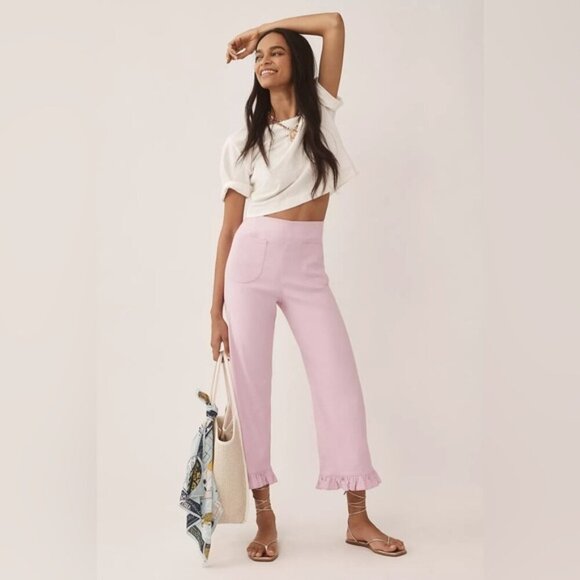 NWT Anthropologie The Colette Magic Fabric Ruffled Crop Wide-Leg Pants by Maeve - Picture 3 of 11